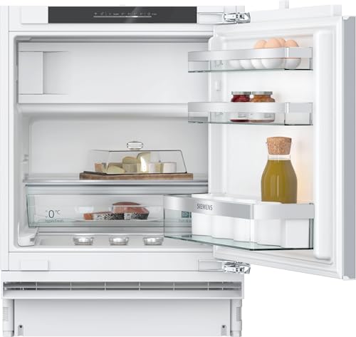 Siemens KU22LADD0, iQ500 Smarter Unterbau-Kühlschrank mit Gefrierfach, 82 x 60 cm Nische, 110 L, hyperFresh Schublade, Flaschenhalter, Sehr leise 35 dB, softClose Flachscharnier mit Softeinzug