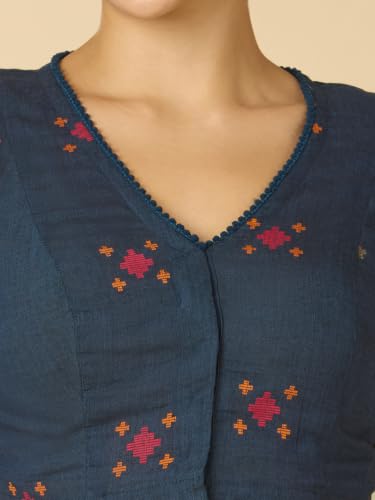 Image of Studio Shringaar Women's Cotton Multicoloured Ikat Readymade Saree Half Sleeve Blouse with Underarm Sweat Pads (Pack of 14 Pads)