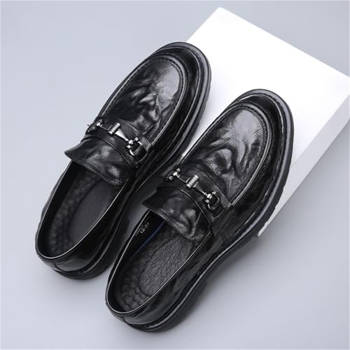 Men's Genuine Leather Oxford Dress Shoes Comfort Round Toe Slip On Business Office Formal Wedding Prom Shoes2