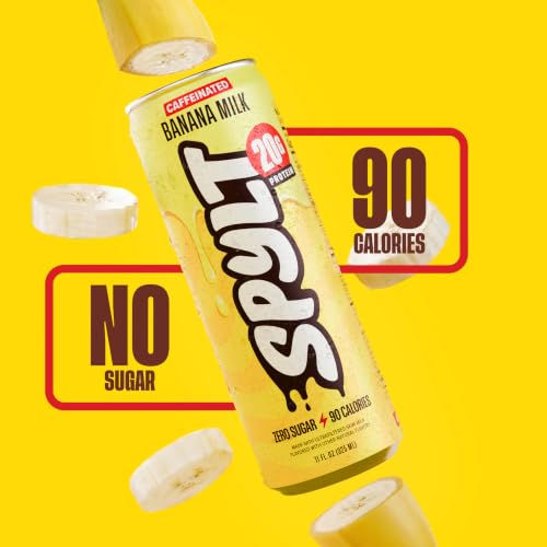 Image of Spylt Banana Milk Protein Shakes, 20g Protein, 60mg Caffeine, 12 Pack