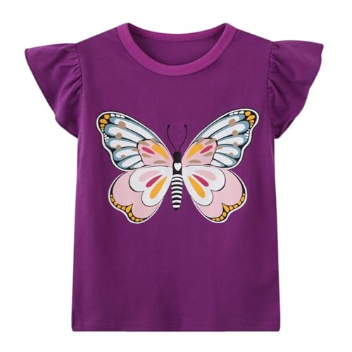 Image of Girls Graphic T Shirts 3 Pack 100% Cotton Short Sleeve Tees for Toddler Little Big Girls Cute Printed Casual Summer Tops