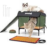 Pecute 加熱猫ハウス屋外用暖房キャットハウス 脱出ハッチ付き 断熱屋外野良猫ハウス 耐候性 断熱屋外野良猫シェルター 猫用ヒーターパッド付き 野良猫や納屋猫用