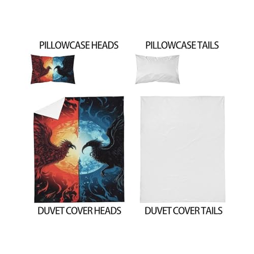 Linge de lit phénix rouge housse de couette 135x200 cm literie 3D single