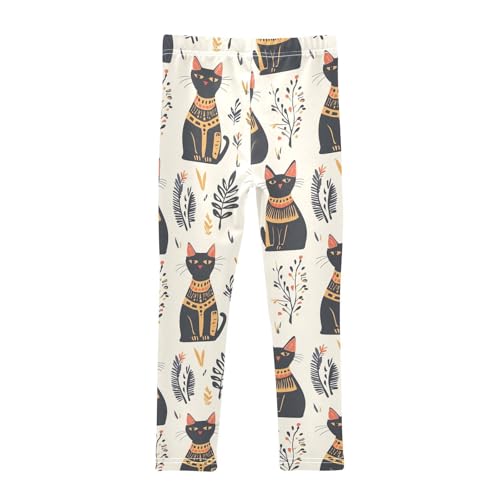 Cat Statue Girls Leggings,Workout Leggings for Girls Toddler Athletic Legging Size for 3-10T2