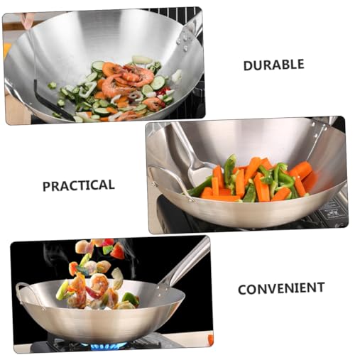 Wok con fondo redondo de acero inoxidable antiadherente miniatura 2