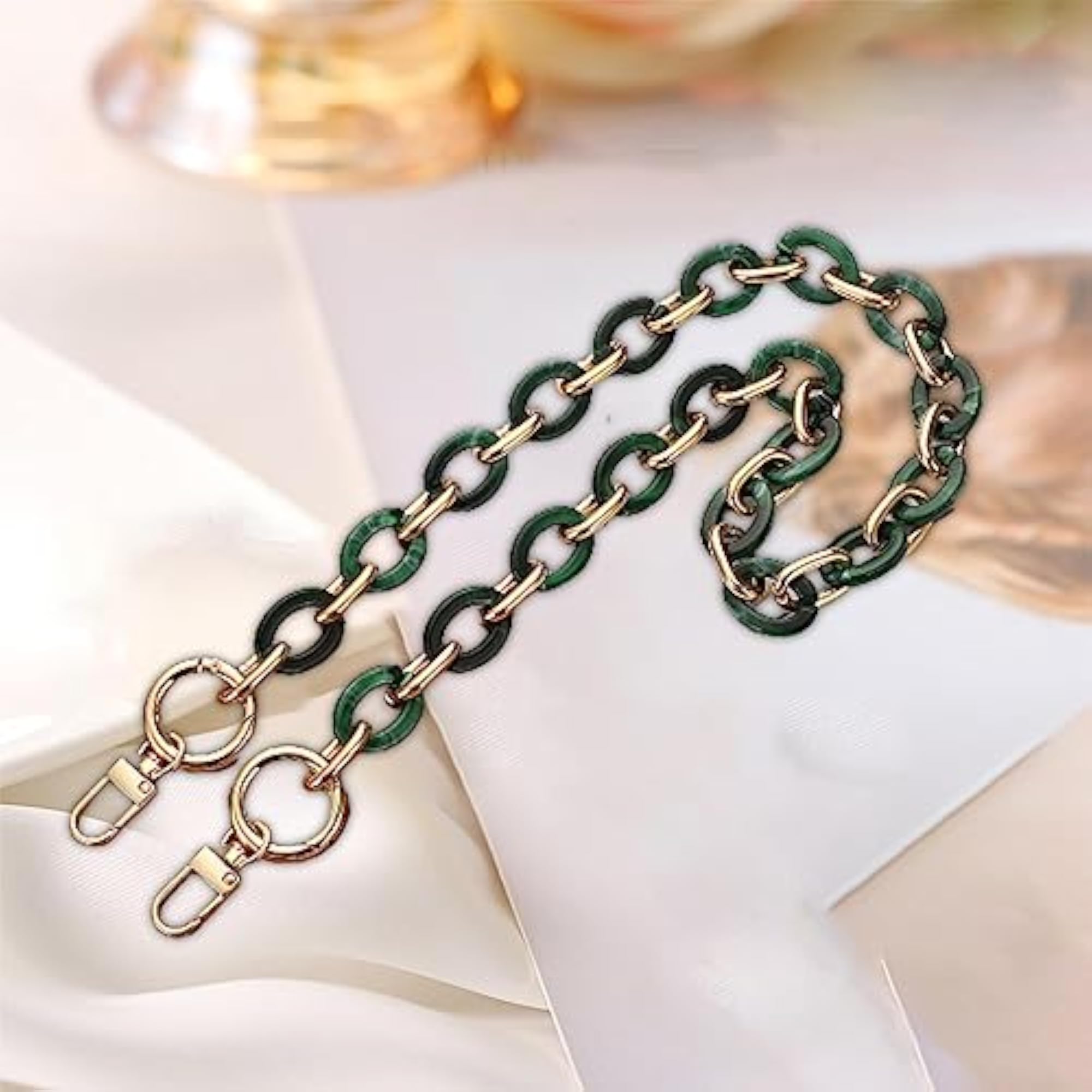 Acrylic Alloy Bag Chain Strap for Handbags, 60cm Green