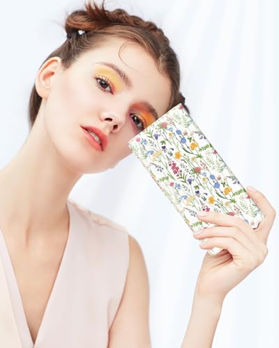 Image of Nipichsha Womens Wallet, RFID Slim Wallets for Women, Thin Ladies Credit Card Holder Purse, Cute Leather Bifold Clutch Billfold with 11 Card Slots & ID Window, Colorful Flowers