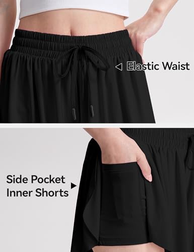 Image of KEREDA Girls Flowy Shorts,Youth /Toddler Butterfly Shorts with Spandex Liner 2-in-1 for Running,Sports,Athletic,Fitness,Tennis