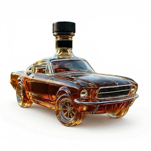 PORUPAEL 300ML Car Shaped Whiskey Decanter - Hand-Blown 3D Sports Car Design Glass Bottle Novelty Whiskey Dispenser Unique Gift Ideas for Car Lovers & Whiskey Enthusiasts