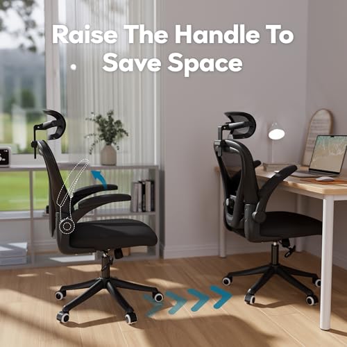 Image of Ollega Ergonomic Office Chair with Memory Foam Seat, Computer Desk Chair | 3.5 inch Memory Foam Cushion, 3D Adjustable Headrest, Lumbar Support, Flip-Up Armrests, Breathable Mesh, 330LBS Weight Capacity
