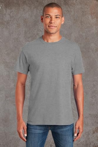 Image of Gildan Men's Classic Heavy Cotton T-Shirt, Sport Grey, XL (Pack of 5)