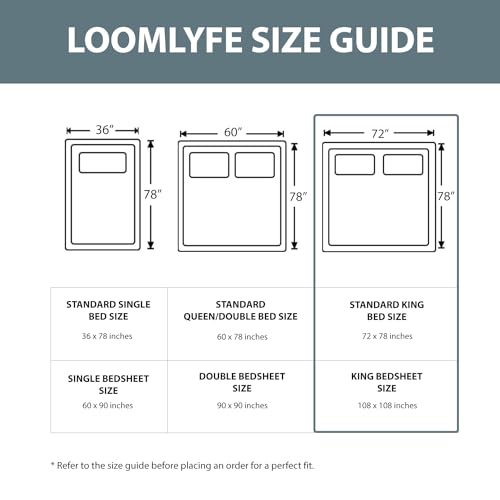 LOOMLYFE 300 TC Microfiber XXL Soft Cotton Super King Size Printed Bedsheet For Double Bed, 108 Inches X 108 Inches, 9 Feet, 275 X 275 Cm With 2 Large Size Pillow Covers - Bluecocunut