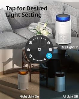 COWAY Air Purifiers for Home up to 810 ft², HEPA Filter and Carbon Filter for Smoke, Allergies, Pet Dander, Odor, AQI Monitor, Auto Mode, Timer, Filter Indicator, Night Light, 3yr Warranty, 100 White
