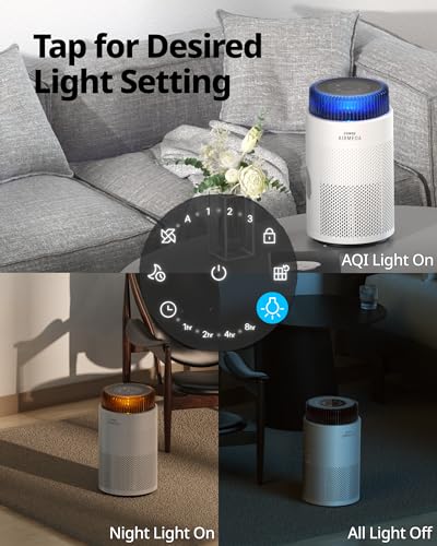COWAY Air Purifiers for Home up to 810 ft², HEPA Filter and Carbon Filter for Smoke, Allergies, Pet Dander, Odor, AQI Monitor, Auto Mode, Timer, Filter Indicator, Night Light, 3yr Warranty, 100 White