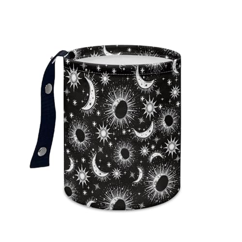 Image of Moon and Star Car Garbage Can Small Trash Can with Leak Proof Inside Liner and Hanging Strap Cars Organizer Portable Cars Essentials