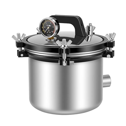 8L/2.11Gal Portable Steam Autoclave Sterlzer 1.2KW 110V 264.2 Stainless Steel High Pressure Steam Cleaning Machine Desktop Sterlzer Equipment for Laboratory and Home Use