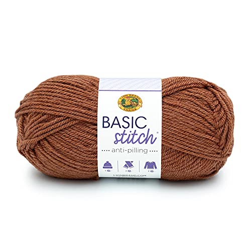 Image of Lion Brand Yarn Basic Stitch Anti-Pilling Yarn for Crocheting, Knitting, and Crafts, Russet Heather, 1 Pack
