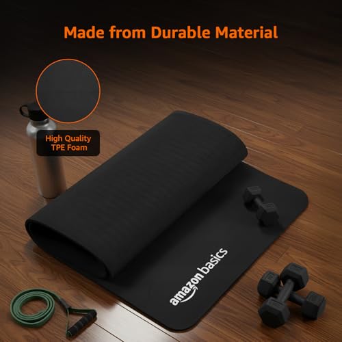 Image of Amazon Basics Portable Folding Exercise Gym Mat | 7 mm Thickness | High-Density TPE | Lightweight, Sweat-Resistant, Lightweight & Durable | Gymnastics, Yoga & Pilates | for Home & Gym | Black
