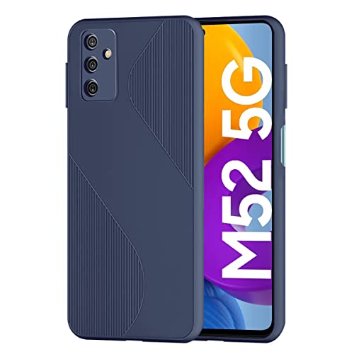 Image of WOW IMAGINE Protective Combat Series Shockproof Line Gradient Textured case with Scratch Resistant, Anti Slip, Camera Protection for Samsung Galaxy M52 5G - Textured Blue