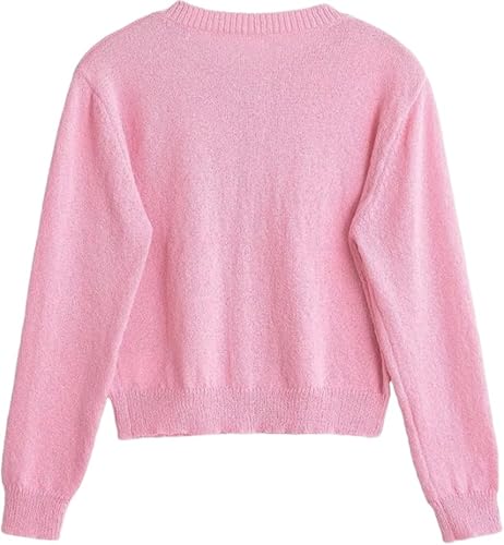 Women's Long Sleeve Button Down Sweater Cardigan Crew Neck Slim Fit Ribbed Knit Shirts4