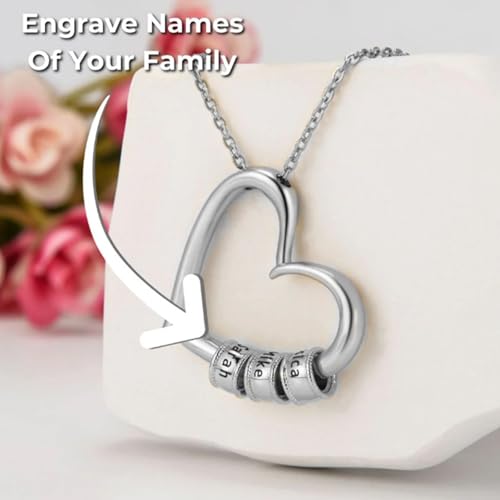 ziella Jewelry To My Wife Necklace -Family's Love Engraved 1-7 Name Pendant, Personalized Heart Custom Necklace for Women3