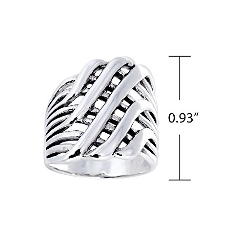 WithLoveSilver 925 Sterling Silber 5 Linien Knoten Flechtwerk Ring