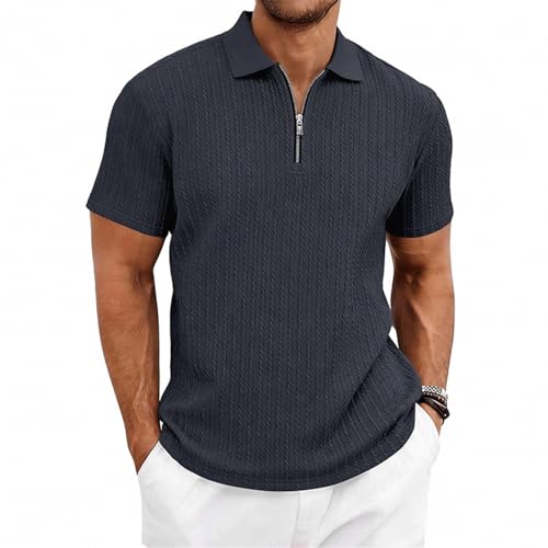 Chemise homme été zippée navy S légère et respirante à col confortable pour le plein air