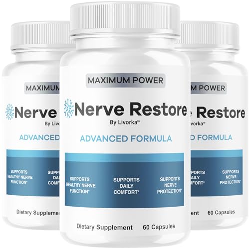 (3 Pack) Nerve Restore - Nerve Restore Advanced Formula Capsules Natural Premium Formula Daily Pills Support Comfort Nerve Restored Vitamins Health Wellness 180 Capsules for 3 Months