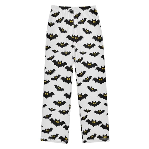 Halloween Pajama Pants Bat White Pattern Long Sleep Pants Lounge Bottoms