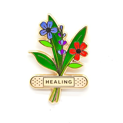 Healing Mood Bandage Flower Badge Pin - Flower Series - Enamel Lapel Pin - Plated Badge for Clothing, Bags, and Lanyards
