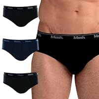 MASH Kit 3 Cuecas Slip Mash Algodão Cotton Respirável Masculina Adulto, 1 Azul Escuro - 2 Preto, GG