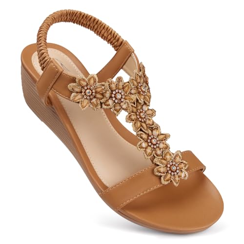 Image of SHIBEVER Wedge Sandals for Women Dressy: Summer Platform Comfortable Low Wedges Womens Sandal