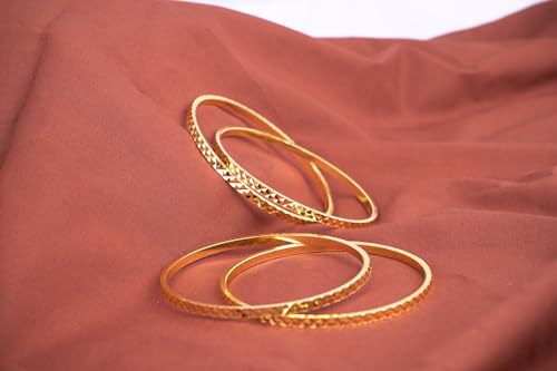 Image of JFL- Jewellery for Less Traditional Ethnic One Gram Gold Plated Cut Work Bangle Set Girls & Women
