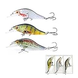 GZBomei 3PCS Crank baits Fishing Lures Set 6.5CM Lifelike Bass Hard Lures Diving Wobblers Artificial Bait Topwater Lures for Freshwater and Saltwater