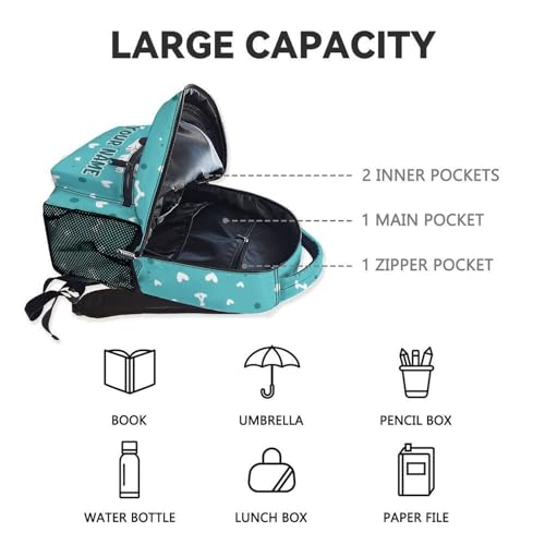 Custom Husky Backpack for Boys, 17 Inch Teal Backpacks for Middle School, Cute Lightweight Durable Bookbag for Teens4