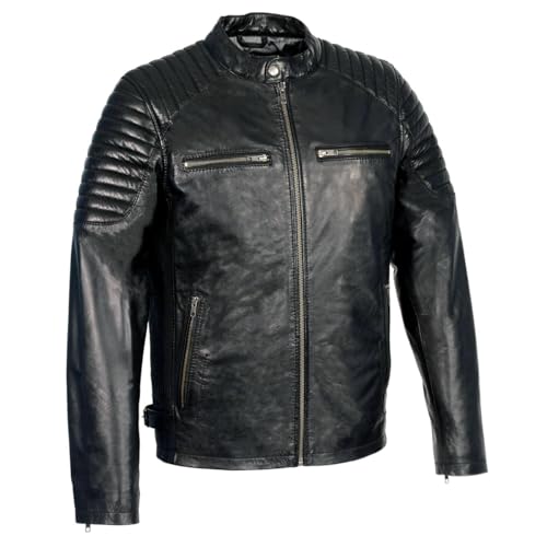 Image of Milwaukee Leather SFM1840 Men's 'Quilted' Black Leather Fashion Jacket with Snap Button Collar