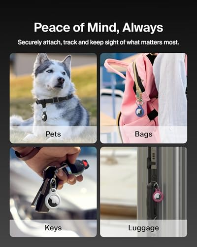 Image of Belkin Apple AirTag Secure Holder with Key Ring - Durable Scratch Resistant Case With Open Face & Raised Edges - Protective AirTag Keychain Accessory For Keys, Pets, Luggage, Backpacks - 2-Pack White