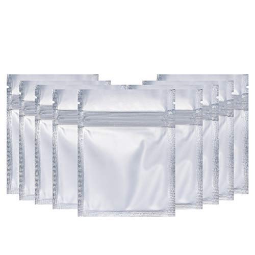LZLPACKING100-pack resealable ziplock Bags with Front Window Smell Proof Bag Packaging Pouch Bag for Lip Gloss Eyelash Cookies Sample Food Jewelry Electronics(White, 3×4 inches/7.6×10.1cm)