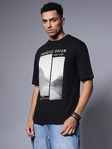 Image of HIGH STAR Men's Geometric Regular Fit T-Shirt