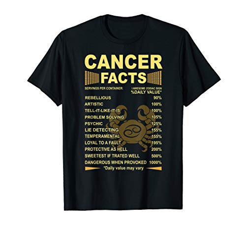 Cancer Facts Zodiac Funny Cancer Birthday Gift Tee T-Shirt