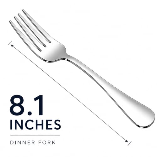 Image of 8-Piece Silverware Set for 4, 8.1-Inch Stainless Steel Dinner Forks and Spoons, Heavy Duty Mirror Polished Flatware Set, Dishwasher Safe Utensils for Home Kitchen Restaurant.