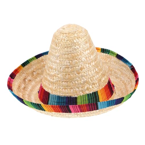 DEARMAMY Performance Straw Sombrero Hat Mexican Party Hats for Fiesta Beach Child Dog Cat Western Theme