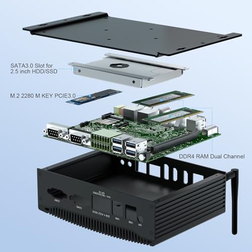 Image of WEIDIAN Mini PC Fanless Industrial Core i7 10510U 32GB RAM 1TB SSD Win11 Mini Desktop Computer Linux, GPIO, 4K 3Display(2HD+DP), 2LAN, 2COM RS232 /422 /485, 6USB WiFi&BT RAID Wake On LAN Auto Power On