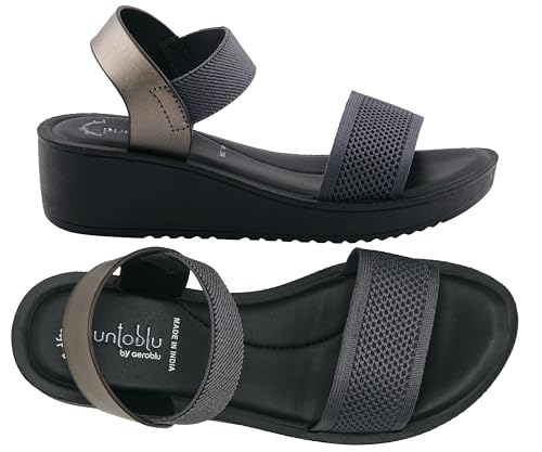 Image of puntoblu Cushion Comfort Platform Heel Sandals for Women | Comfortable Padded Footbed | Breathable Mesh | Slingback Closure | Anti-Skid & Durable Mid Heel Sandal for Girls