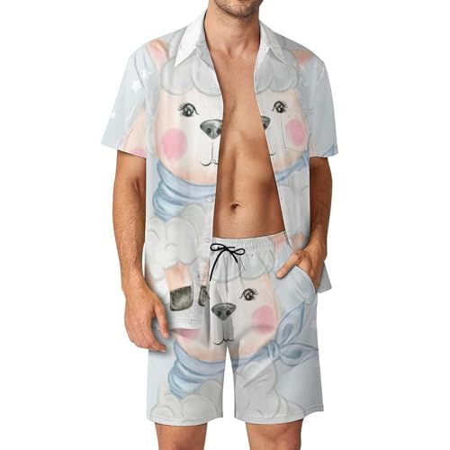 Chemise Hawaïenne Homme Mouton Adorable et Short pour vos soirées plage et barbecues d'été