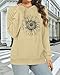 Hoodies for Women Fall Long Sleeve Sweatshirts with Pocket Drawstring Pullover Tops (Sunflower Khaki,L)