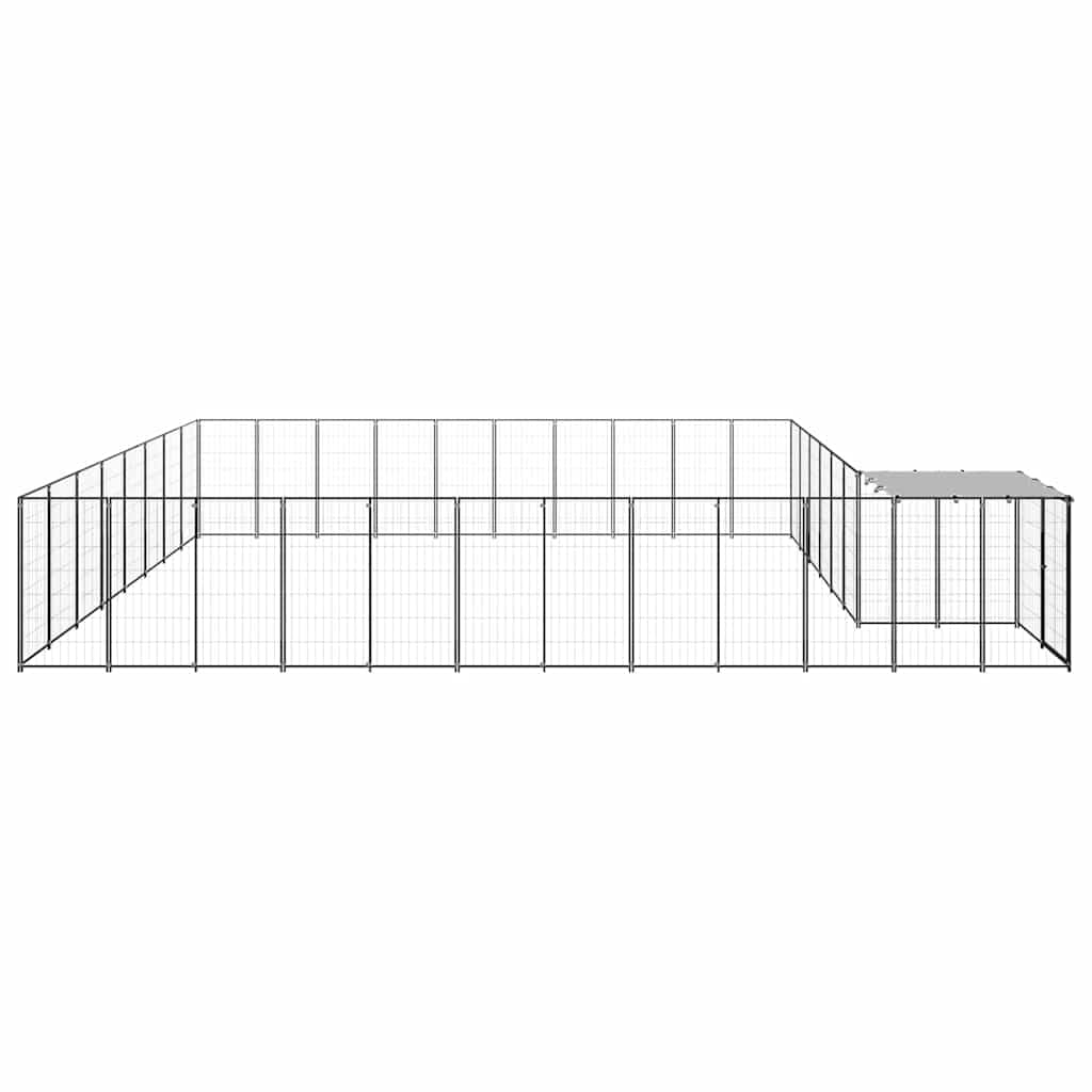 Freigehege für Hunde, Stahl, 25,41 m², Schwarz