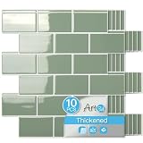 Art3d Peel and Stick Wall Tiles in Teal – 10-Pack of 12 x12 Thickened Design Backsplash, Self-Adhesive Tile for Kitchen & Bathroom Decor