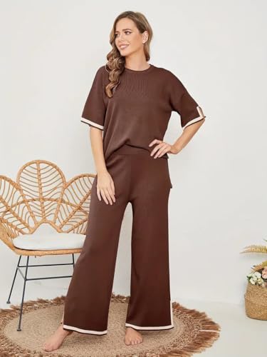 Image of TIGMA Women Casual Summer co ords Set Track Suit Oversized Top Baggy Pant,Top and Pajama Set