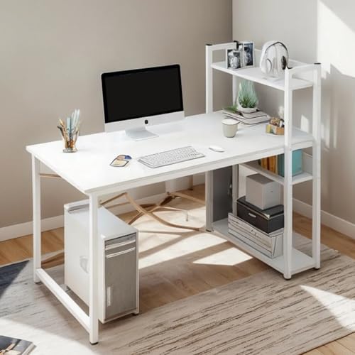 Consejos para Comprar Muebles para Computadora para comprar online. 50 GM Bear Escritorio para Computadora con Repisas de Librero, Escritorios Gamer Minimalista Moderno, Mesa de Trabajo Madera, Ideal para Sala Hogar Oficina Estudio Recamara 110 X 50...